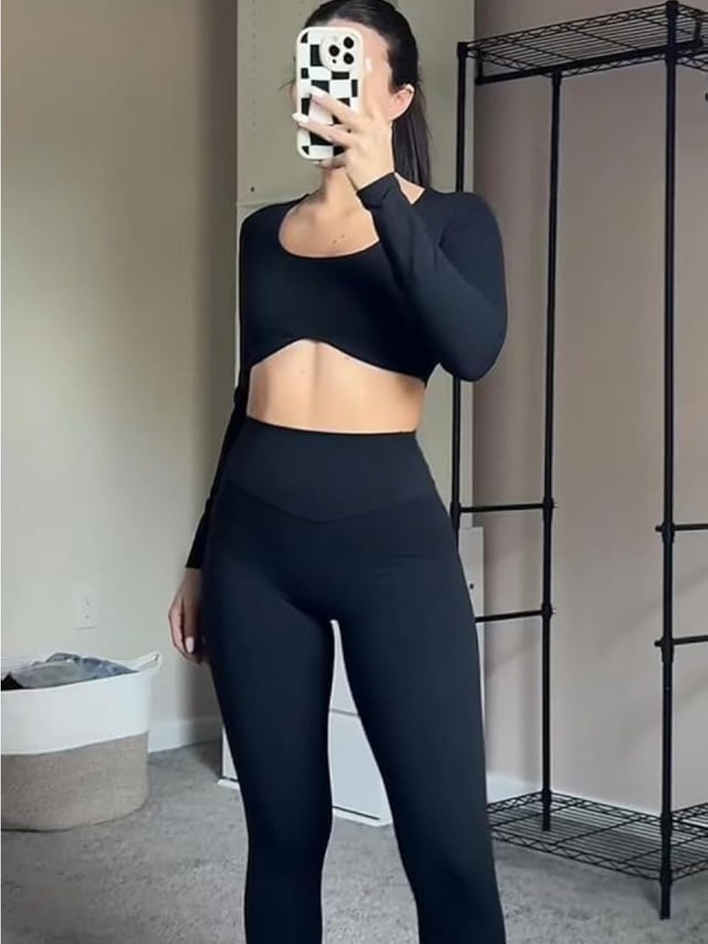 Aoxjox High Waisted Leggings Tummy Control Buttery Soft Yoga Deep V 26"